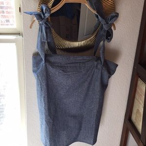Denim top with tie straps NWT (size M)